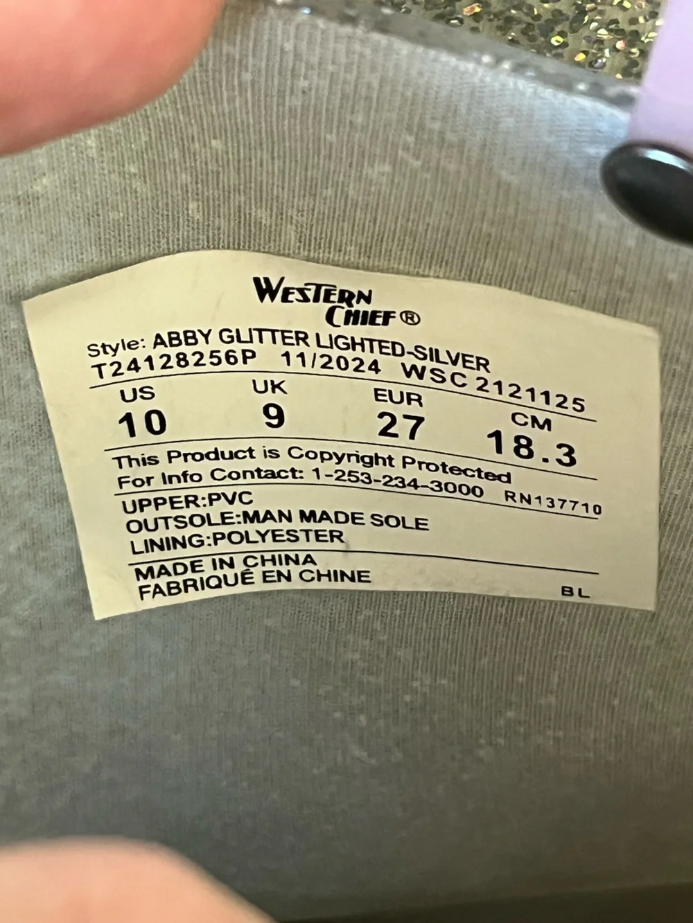 TARGET Western Chief Kids' Glitter Rain Boots, 10K